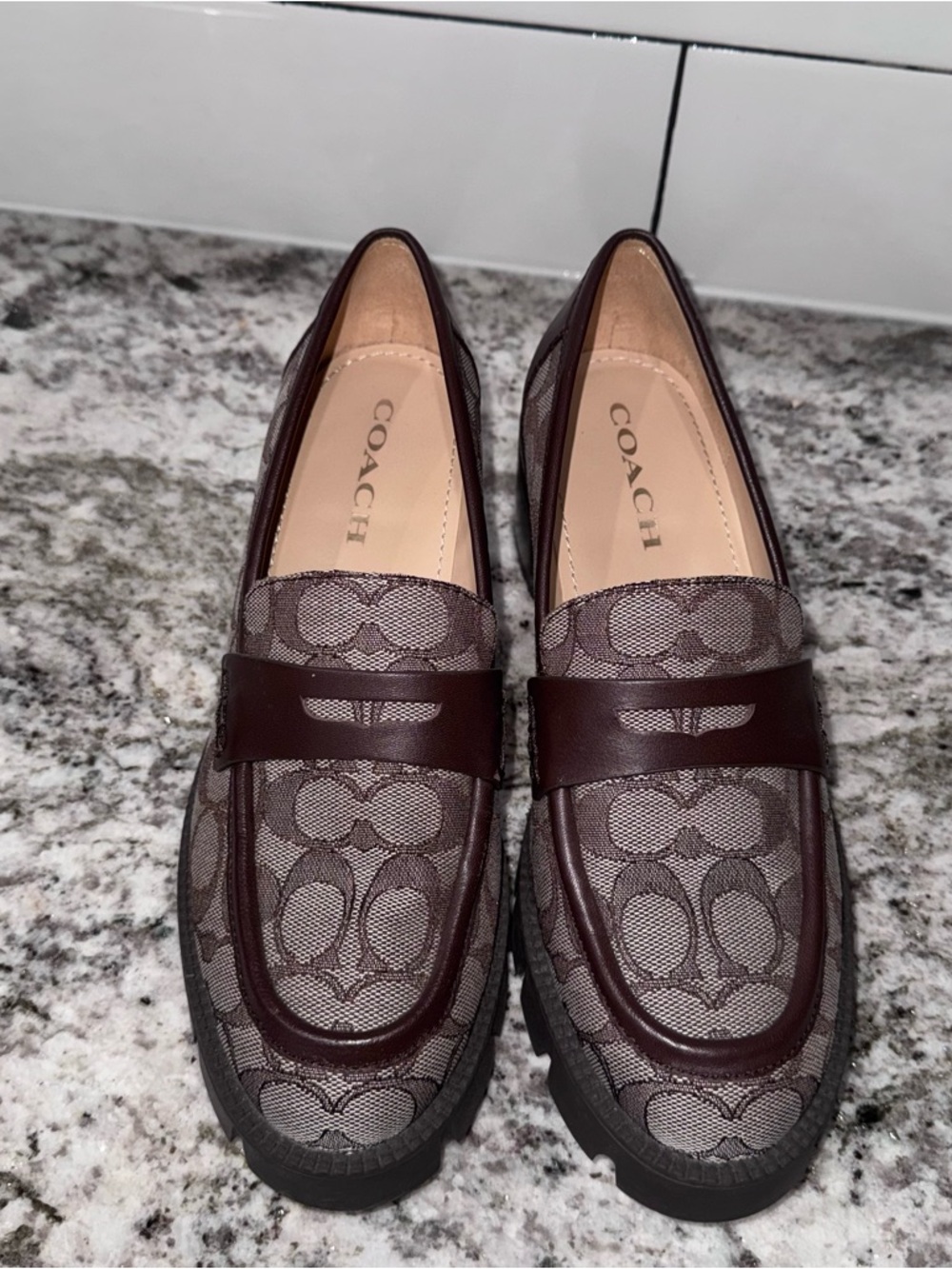 Coach Cora Loafer Pump Signature Jacquard Office Casual Chunky - Picture 4 of 6